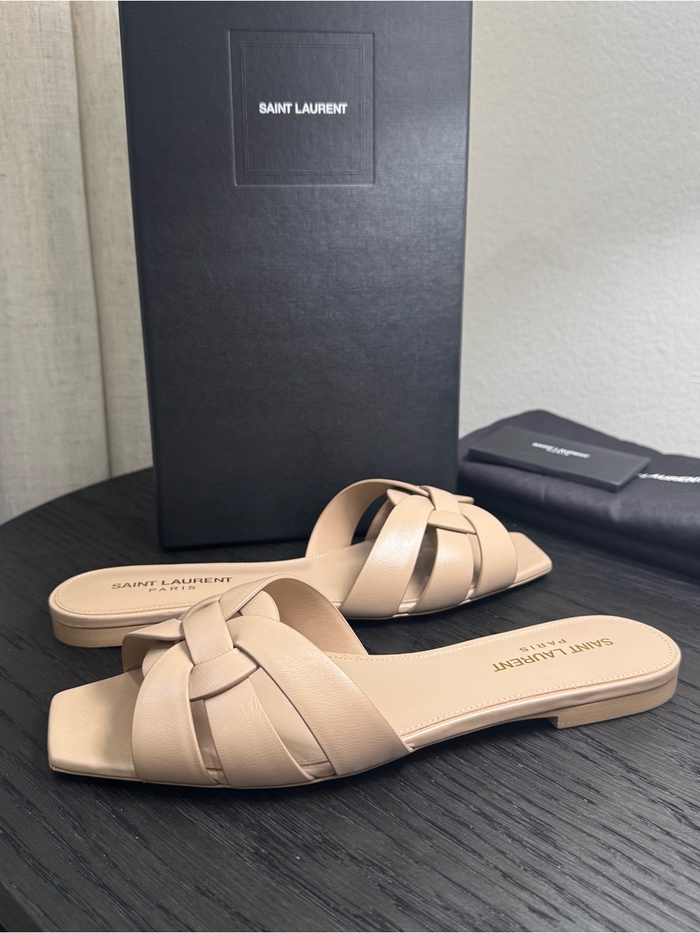 Saint Laurent YSL Tribute Nu Pieds Sandals Leather Nude 37.5 - Picture 3 of 9